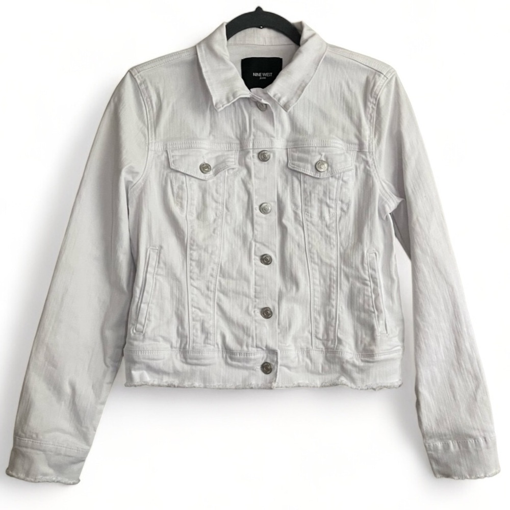 Nine West fringe white denim jacket